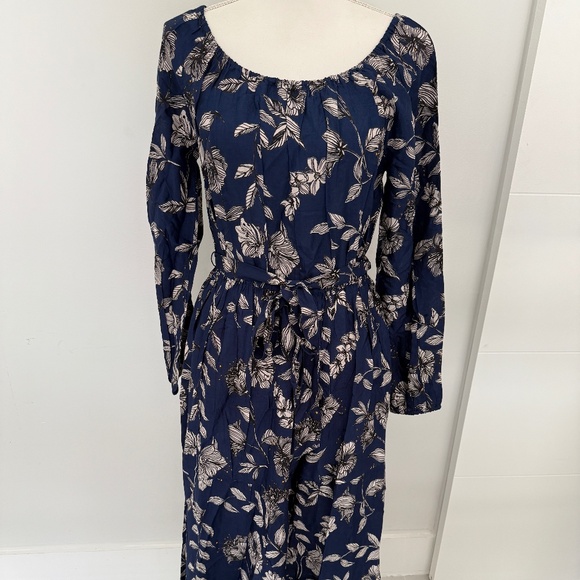 Roller Rabbit Casual Blue Floral Maxi Dress Sz M Work Brunch Cruise Wear - Picture 1 of 7